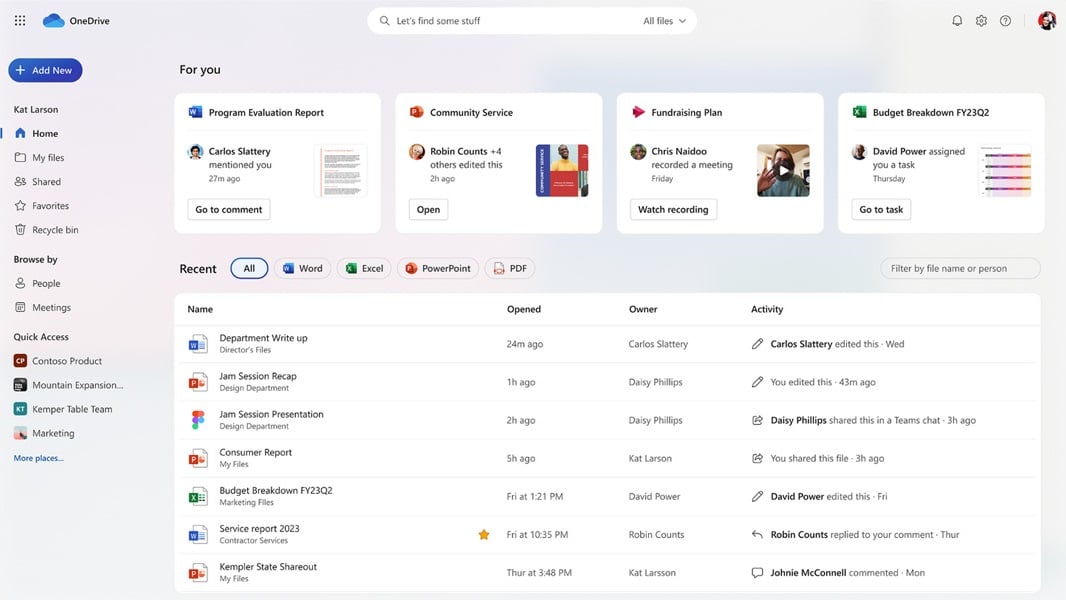 8 - MS OneDrive showing a list of files