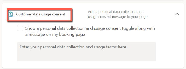 Customer data consent - Microsoft Bookings