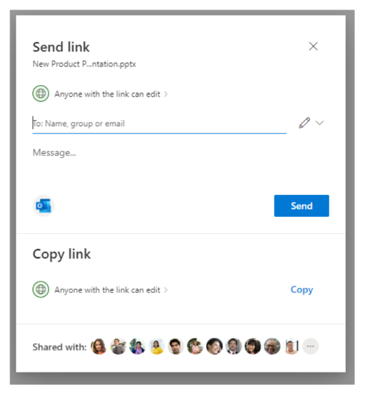 Sharing in OneDrive
