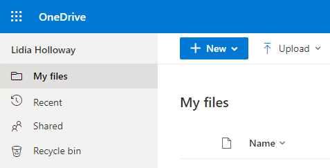 'My Files' in OneDrive